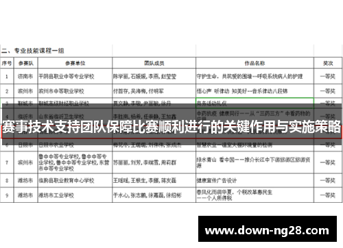 赛事技术支持团队保障比赛顺利进行的关键作用与实施策略